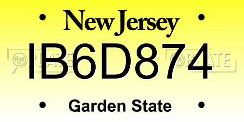 IB6D874 New Jersey License Plate