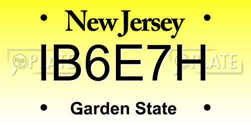 IB6E7H New Jersey License Plate