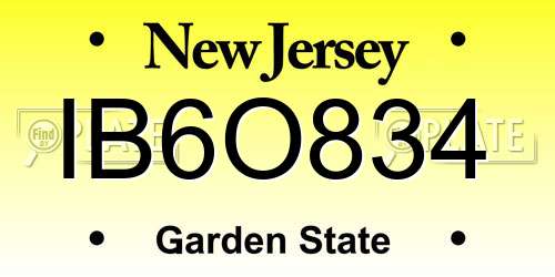 IB6O834 New Jersey License Plate
