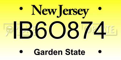 IB6O874 New Jersey License Plate