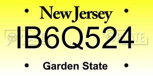 IB6Q524 New Jersey License Plate