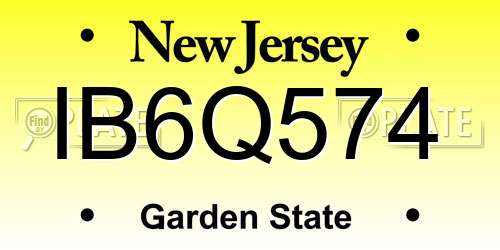 IB6Q574 New Jersey License Plate