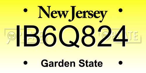 IB6Q824 New Jersey License Plate