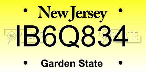 IB6Q834 New Jersey License Plate