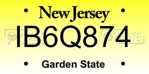 IB6Q874 New Jersey License Plate