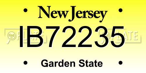 IB72235 New Jersey License Plate