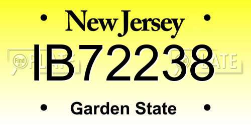 IB72238 New Jersey License Plate