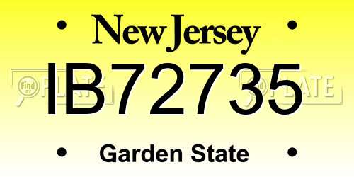 IB72735 New Jersey License Plate