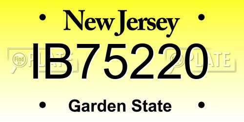 IB75220 New Jersey License Plate