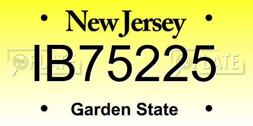 IB75225 New Jersey License Plate