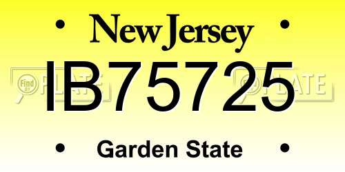 IB75725 New Jersey License Plate