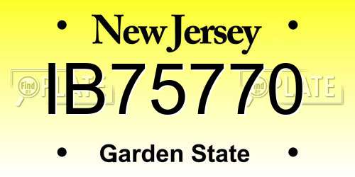 IB75770 New Jersey License Plate
