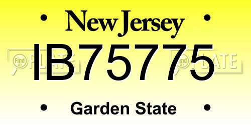 IB75775 New Jersey License Plate
