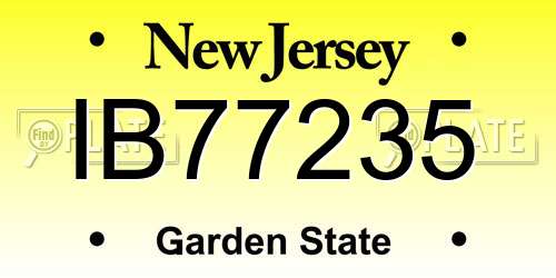 IB77235 New Jersey License Plate