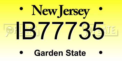 IB77735 New Jersey License Plate