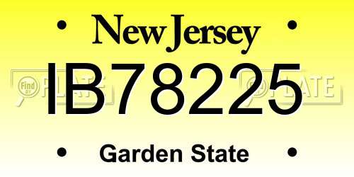 IB78225 New Jersey License Plate