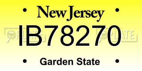 IB78270 New Jersey License Plate