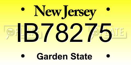 IB78275 New Jersey License Plate