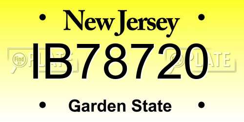 IB78720 New Jersey License Plate
