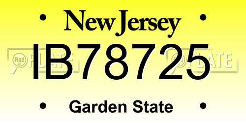 IB78725 New Jersey License Plate
