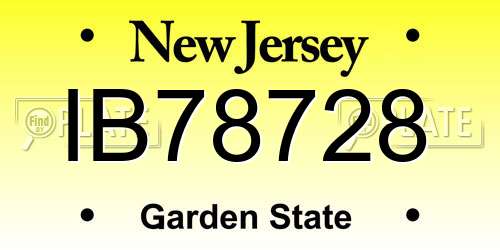 IB78728 New Jersey License Plate