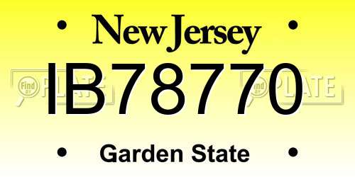 IB78770 New Jersey License Plate