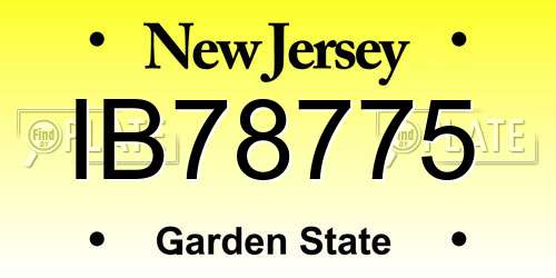 IB78775 New Jersey License Plate