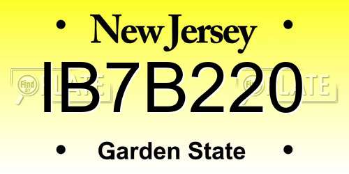 IB7B220 New Jersey License Plate