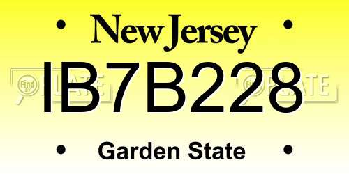 IB7B228 New Jersey License Plate