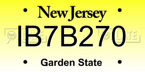 IB7B270 New Jersey License Plate