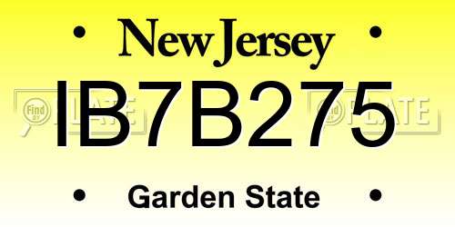 IB7B275 New Jersey License Plate