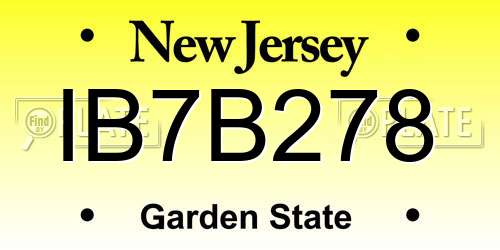 IB7B278 New Jersey License Plate