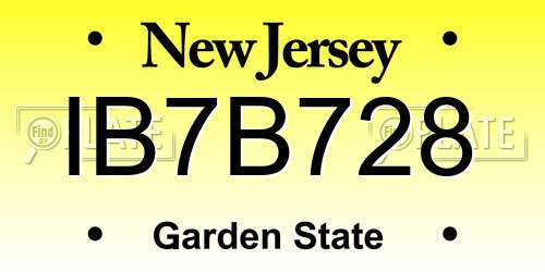 IB7B728 New Jersey License Plate