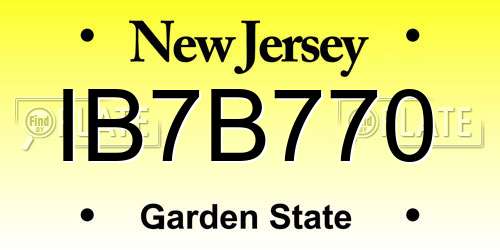 IB7B770 New Jersey License Plate