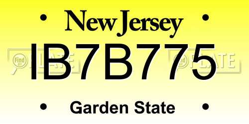 IB7B775 New Jersey License Plate