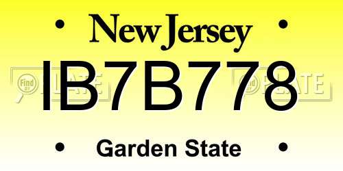 IB7B778 New Jersey License Plate