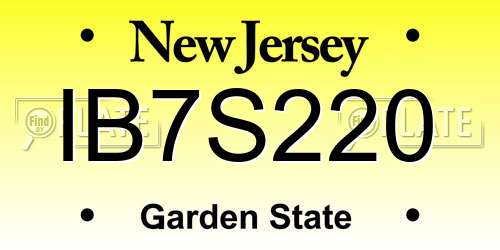 IB7S220 New Jersey License Plate