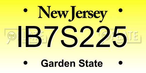 IB7S225 New Jersey License Plate