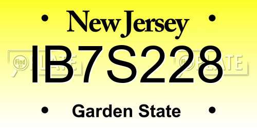 IB7S228 New Jersey License Plate