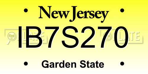 IB7S270 New Jersey License Plate