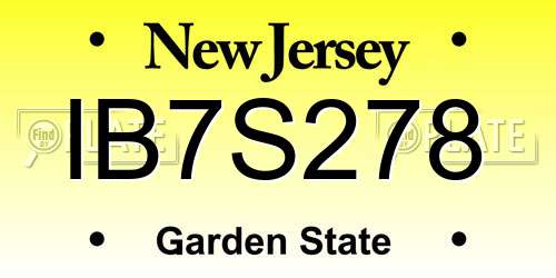 IB7S278 New Jersey License Plate