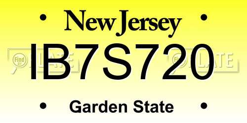 IB7S720 New Jersey License Plate