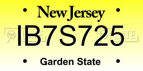 IB7S725 New Jersey License Plate