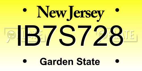 IB7S728 New Jersey License Plate
