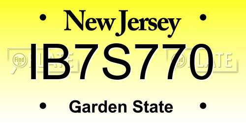 IB7S770 New Jersey License Plate
