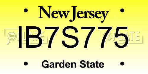 IB7S775 New Jersey License Plate