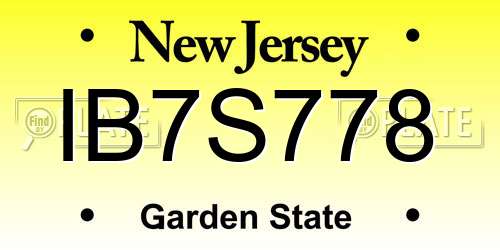 IB7S778 New Jersey License Plate
