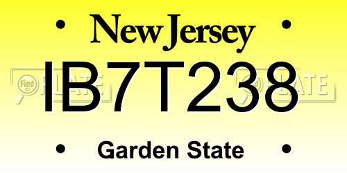 IB7T238 New Jersey License Plate