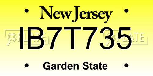 IB7T735 New Jersey License Plate