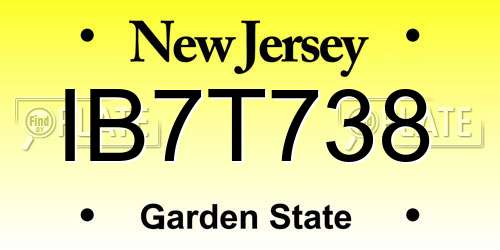 IB7T738 New Jersey License Plate